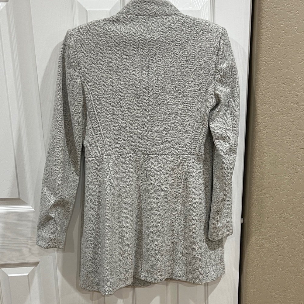 Zara Basic Women's Light Gray Herringbone Pea Coat-Size Small - Picture 7 of 9